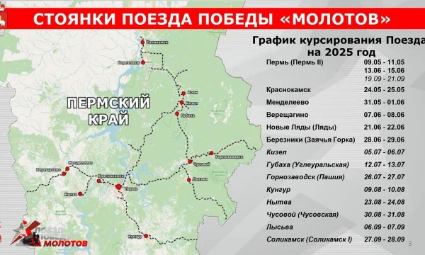 Поезд Победы «Молотов» начнёт курсировать по Пермскому краю